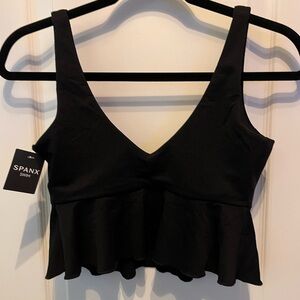 NWT SPANX Women’s Spanx-shape Very Black Pique Longline Florence Swim Top Size S